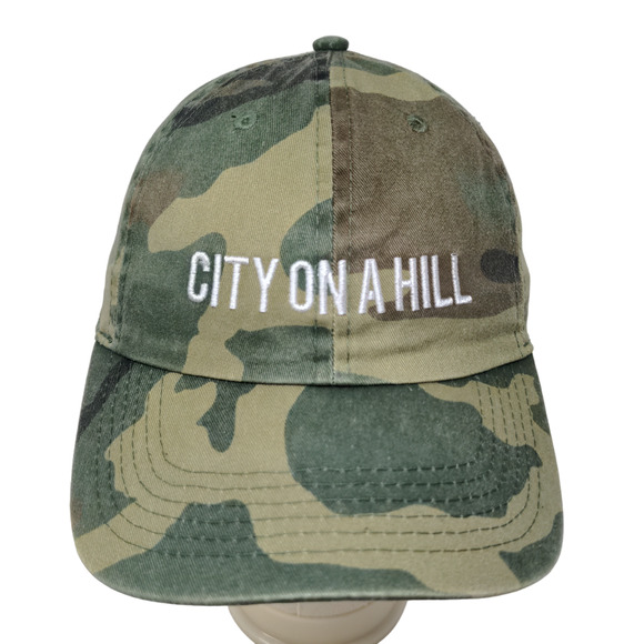 Newhattan Men's Slideback Hat Camo Green OSFA Embroidered City On a Hill Logo - Picture 1 of 7